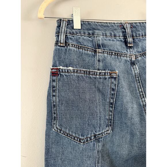 BDG High & Wide Panel Jeans Button Fly Raw Hem Blue Denim Size 27 - Picture 7 of 9